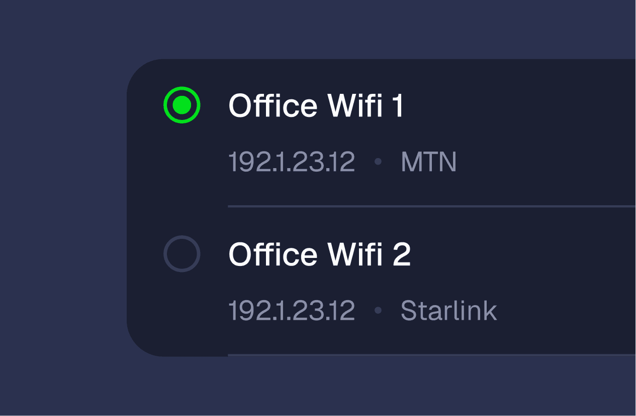 Select office Wi-Fi step screen